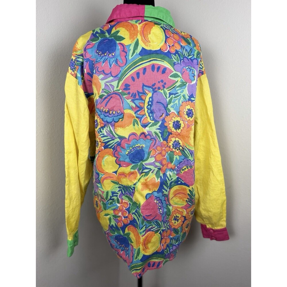 Victor Costa Designer Collection Colorful Patchwork Shirt Womens Size 12 Ramee - Picture 5 of 16